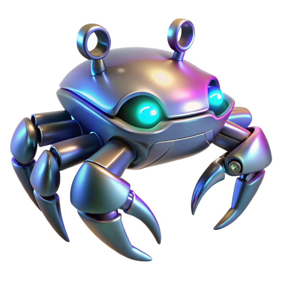 Metallic Crab Robot in a Three Dimensional Render of Futuristic Design png
