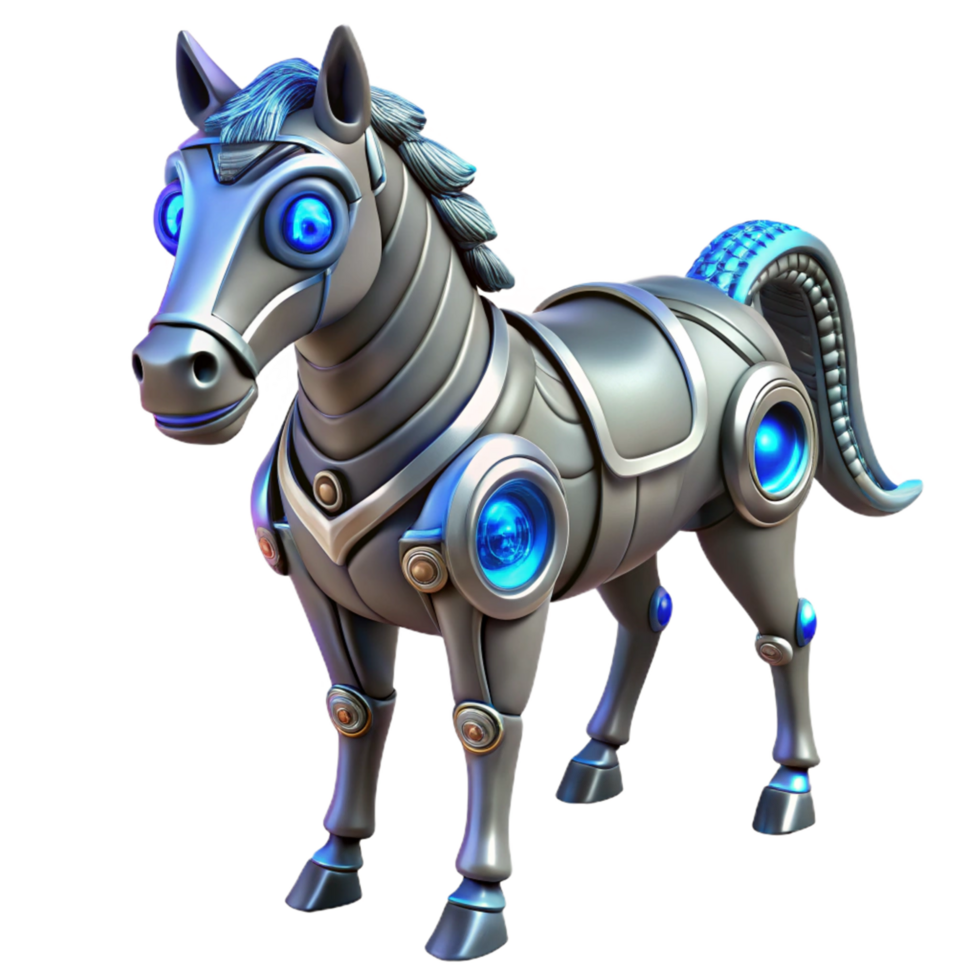Cybernetic Horse Robotic Equine Design A futuristic horse crafted as a robotic equine, navigating the digital realm with precision. png