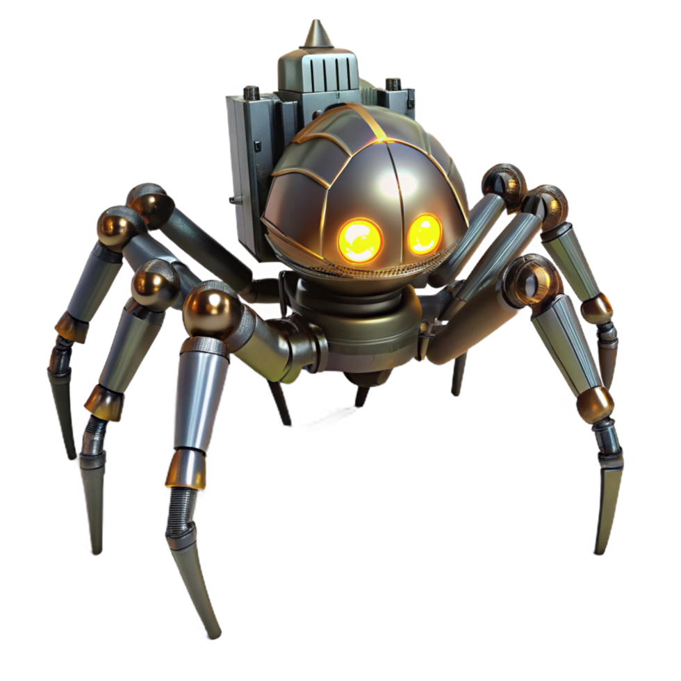 Steampunk Spider Robot with Intricate Details and Mechanical Legs png