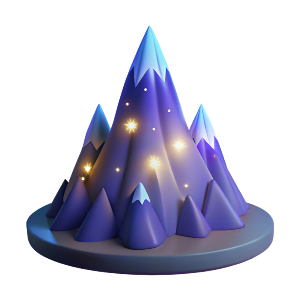 Magical Mountain Night in a Whimsical Three Dimensional Scene of Enchantment png