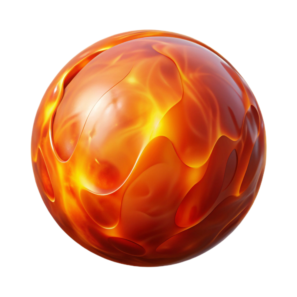 Fiery Orb Abstract 3D Render - A dynamic 3D render of a fiery orb creating a vibrant and modern visual composition png