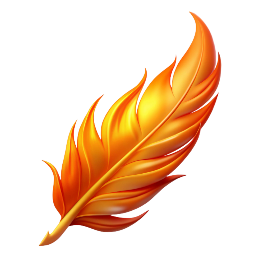 Fiery Feather as an Abstract Art Piece with Vibrant Hues and Dynamic Form png