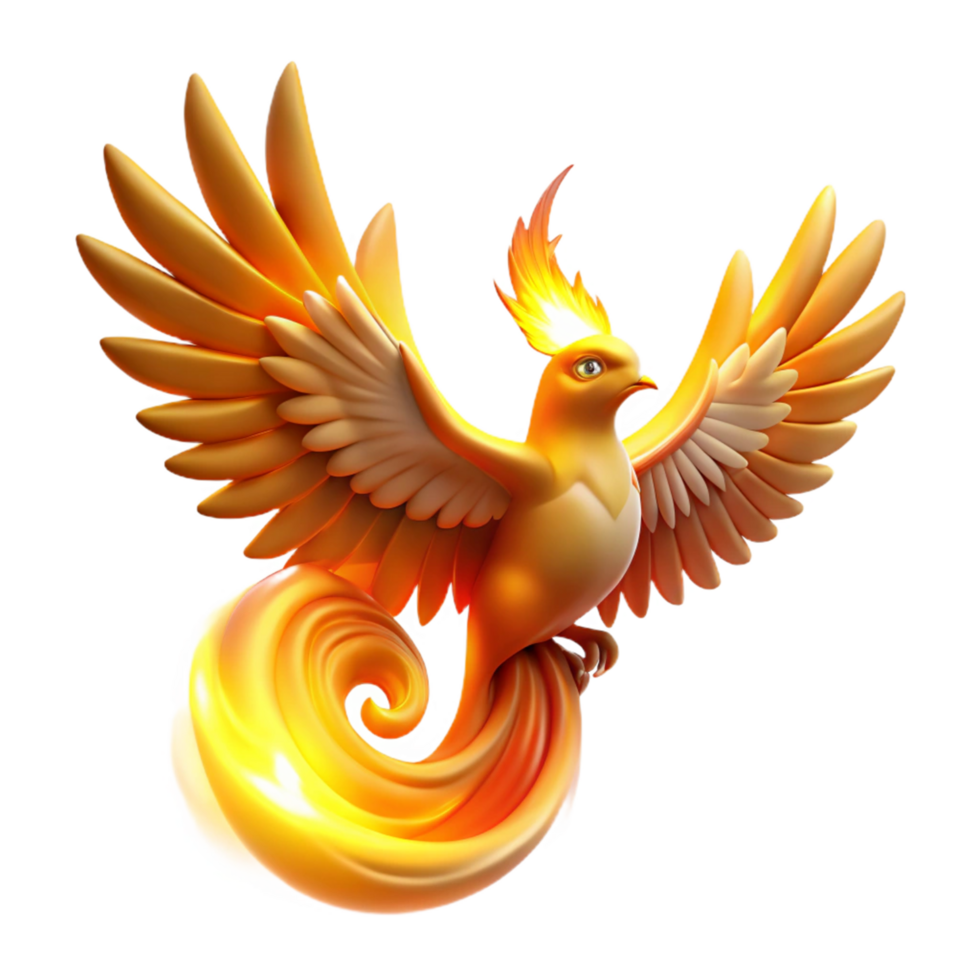Fiery Bird with Wings of Fire in a Fantasy Art Piece with Dynamic Colors and Majestic Form png