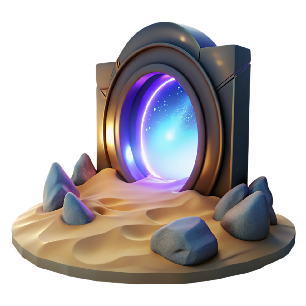 Desert Portal as a Sci-Fi Gateway with Futuristic Design and Enigmatic Atmosphere png