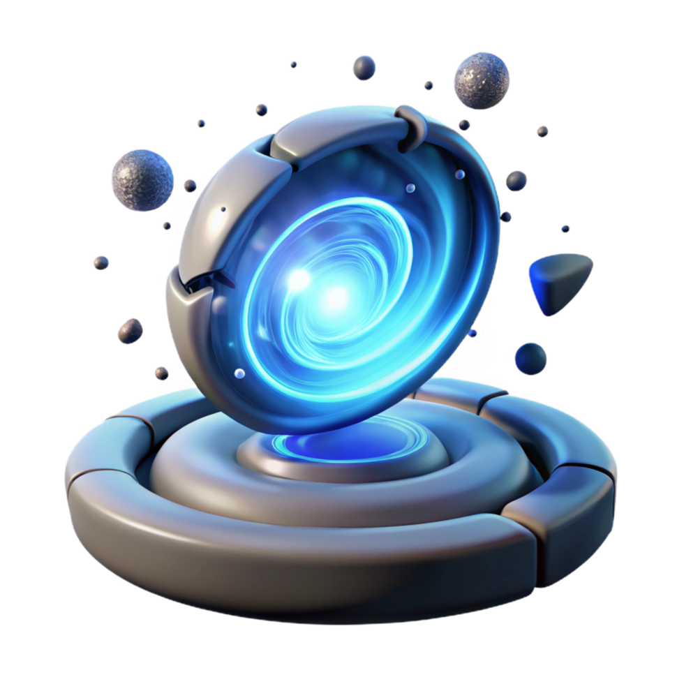 Spiral Energy Core Three Dimensional Render in a Futuristic Scene of Design png