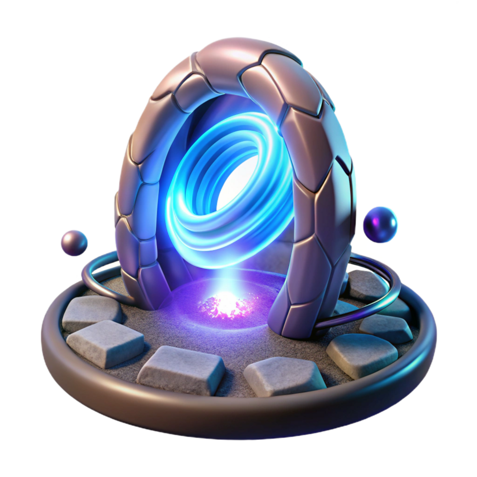 Mystic Energy Portal 3D Render A radiant portal navigating a world of energy, captured in a stunning three-dimensional render. png
