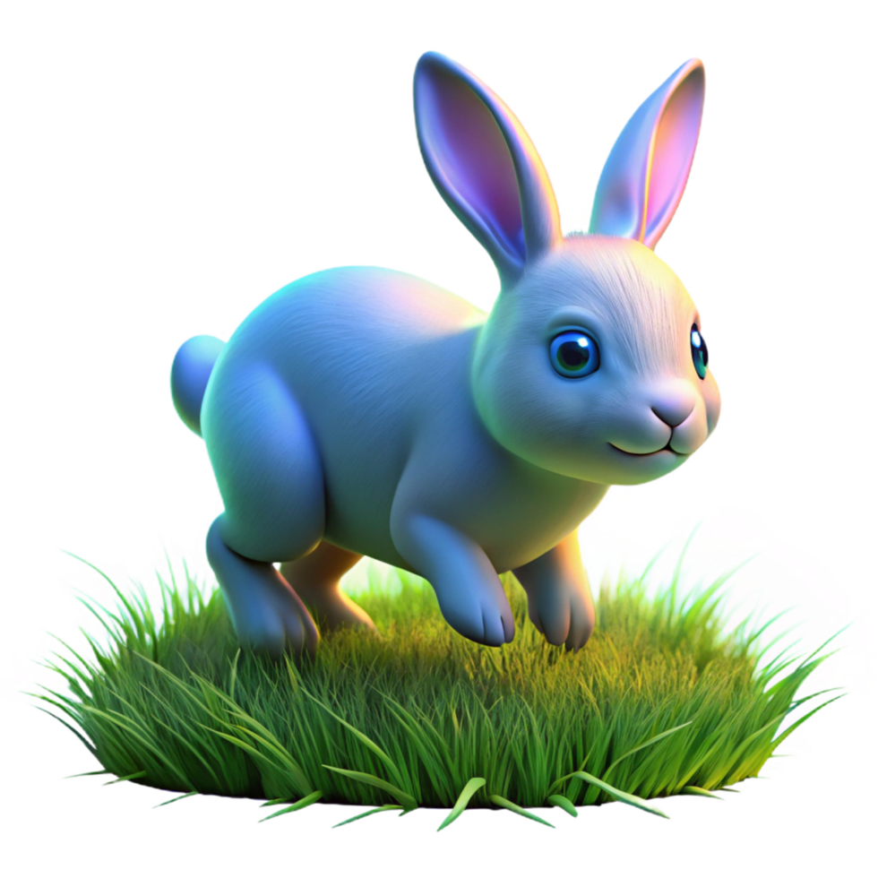 Cute Bunny in Green Grass An adorable bunny navigating a field of green grass, capturing the charm of nature in a digital form. png