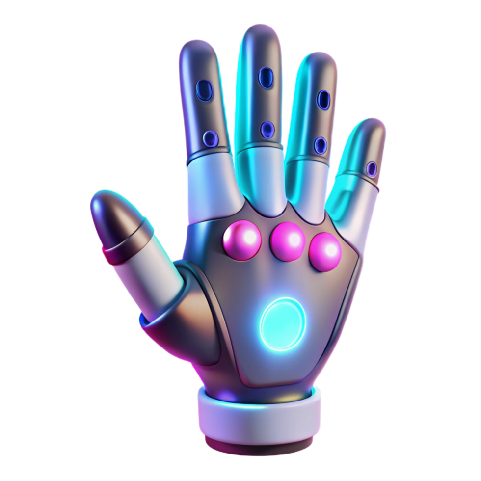 Futuristic Robotic Hand Three Dimensional Render in a Visionary Scene of Innovation png