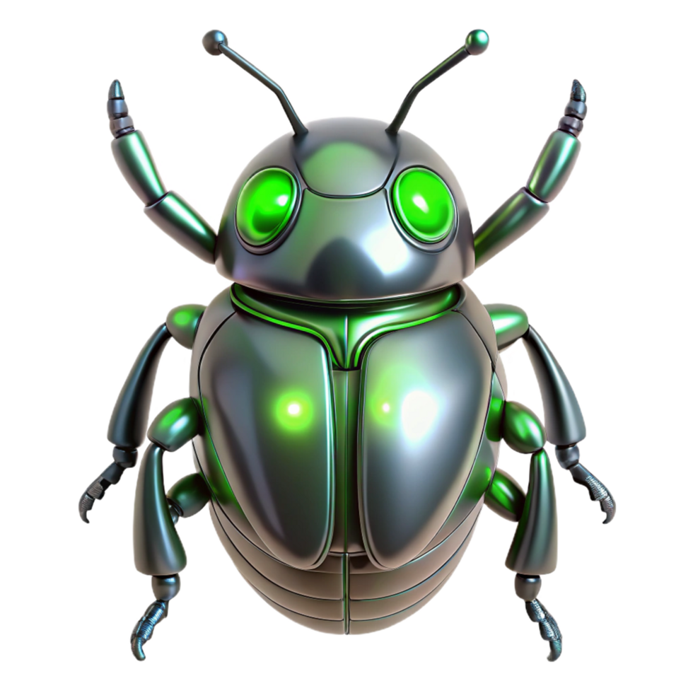 Metallic Bug Robot Three Dimensional Render in a Futuristic Scene of Design png