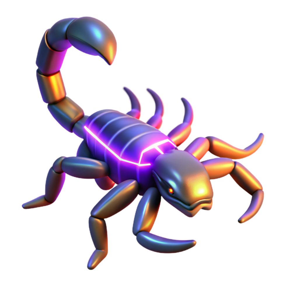 Cybernetic Scorpion in a Three Dimensional Render of Futuristic Design png