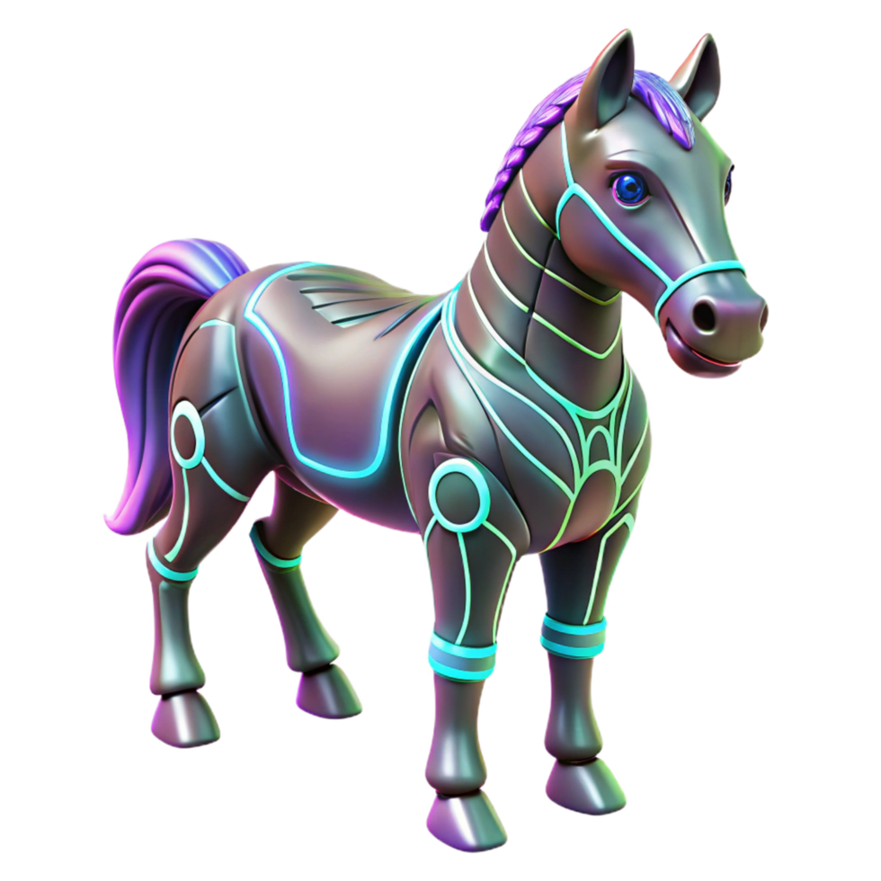 Cybernetic Horse Futuristic Equine Design - A futuristic depiction of a cybernetic horse showcasing advanced mechanical design and sleek features png
