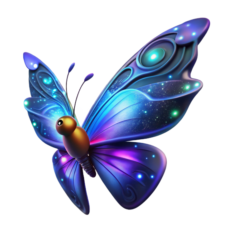 Cosmic Butterfly with Glowing Wings in a Mystical Setting with Enchanting Atmosphere png