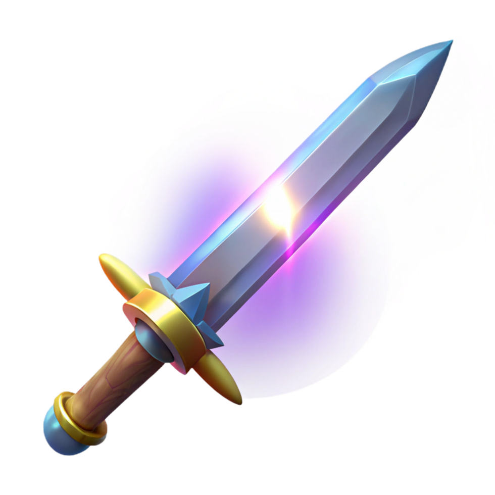Glowing Fantasy Sword - A luminous depiction of a fantasy sword with glowing elements highlighting its enchanting presence and mystical atmosphere png