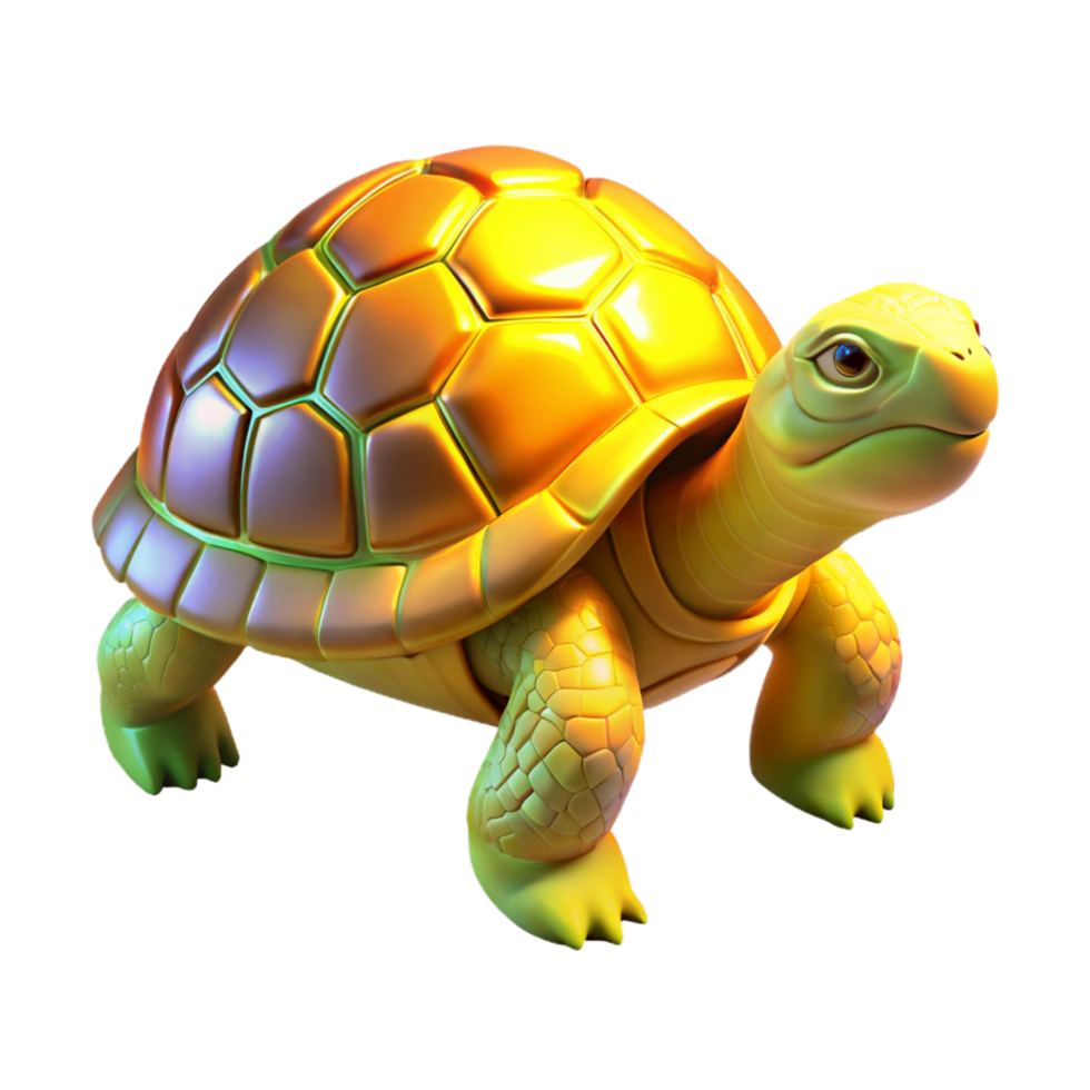 Golden Tortoise in a Three Dimensional Render of Wildlife png