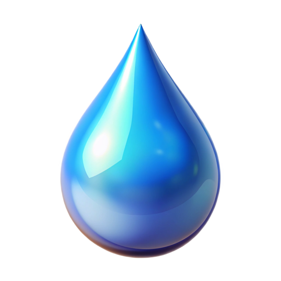 Blue Water Drop Liquid Icon A vibrant 3D depiction of a blue water drop, highlighting its dynamic and radiant presence. png
