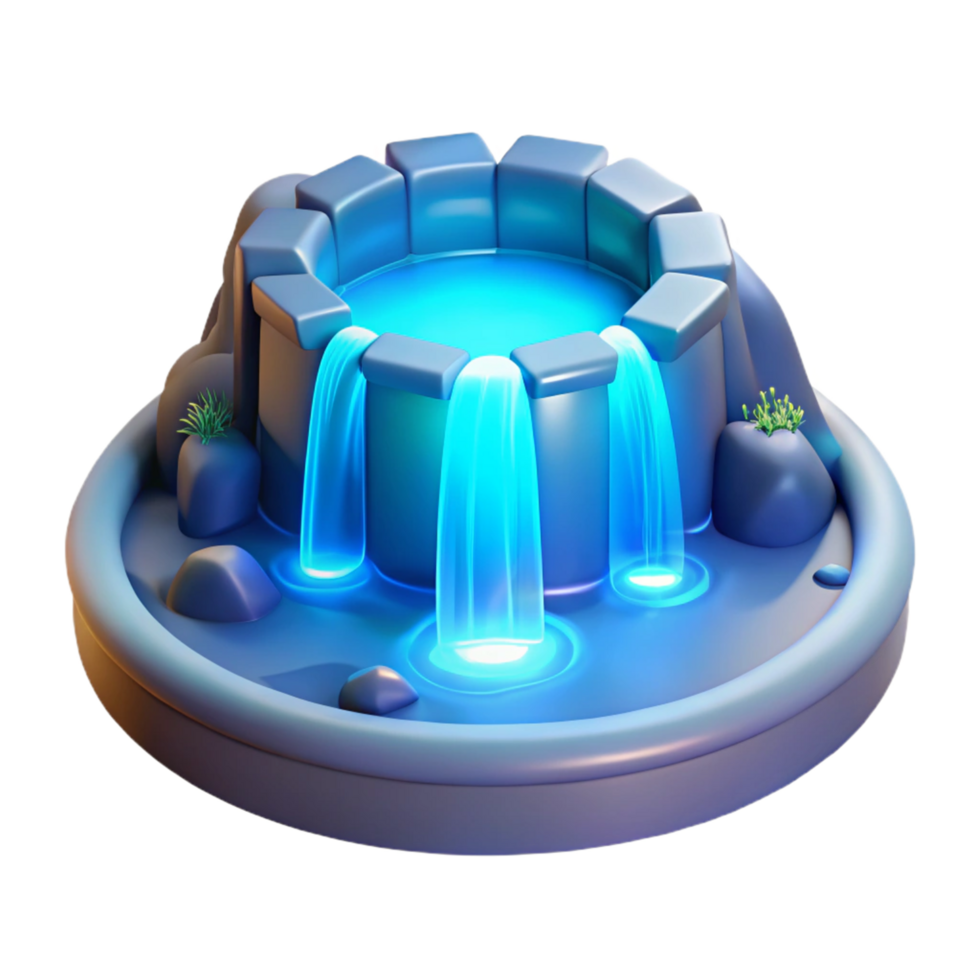 Glowing Waterfall Fountain in a Mesmerizing Three Dimensional Scene of Nature png