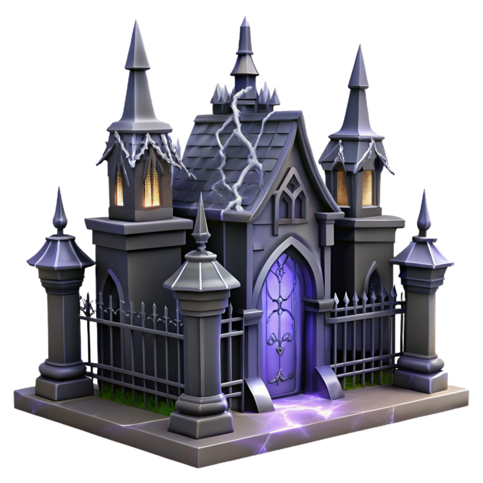 Spooky Gothic Halloween House A dynamic depiction of a house navigating a spooky Halloween world, capturing the essence of enchantment. png
