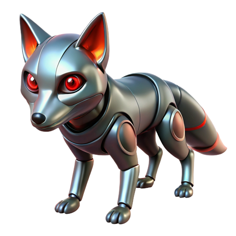 Robotic Fox 3D Render png