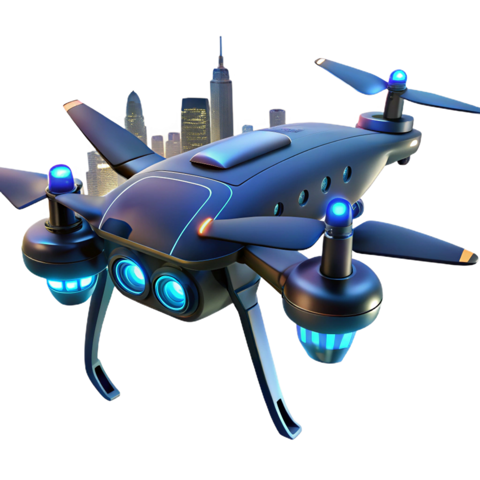 Advanced Drone Technology in a Futuristic Three Dimensional Scene of Innovation png