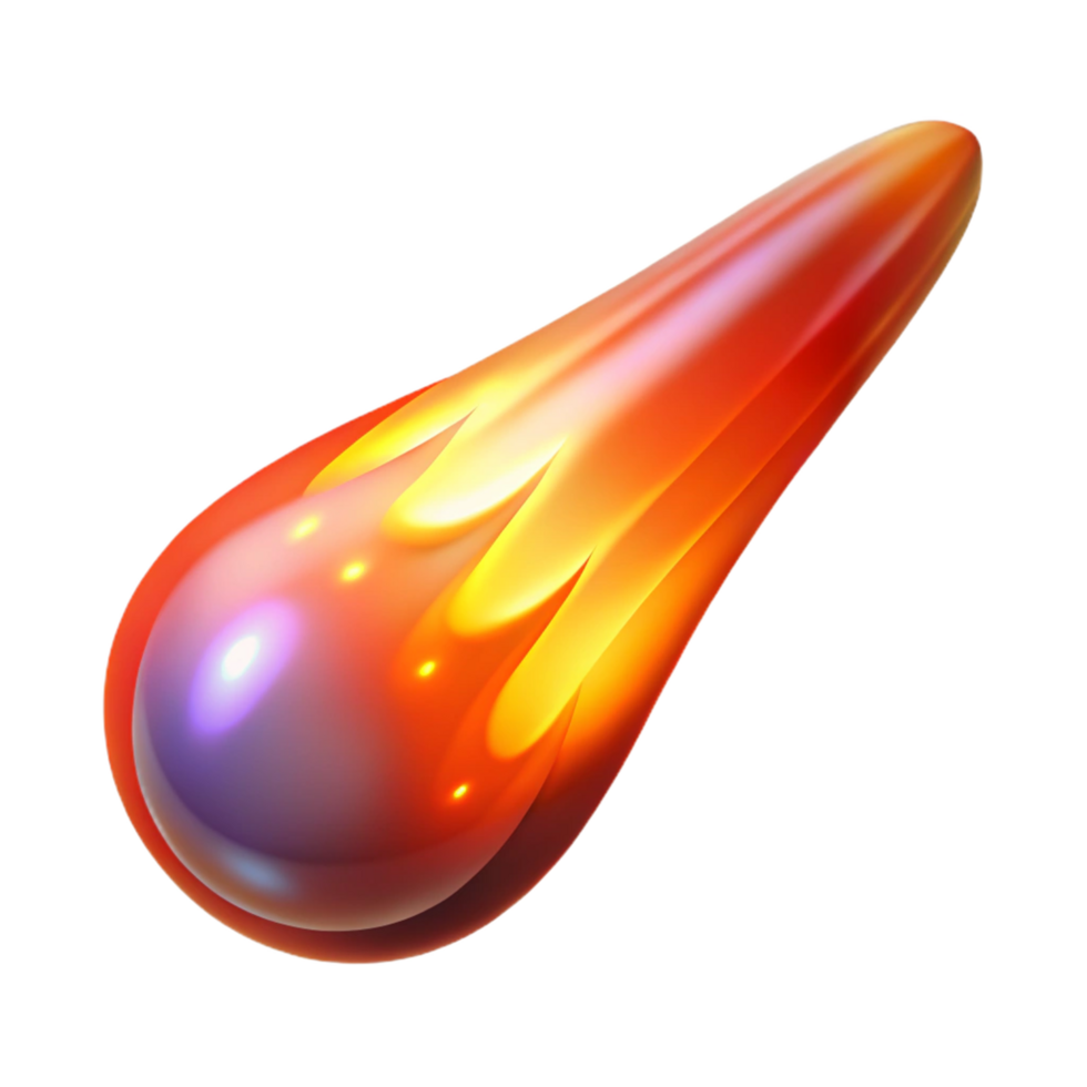 Fiery Comet Space Rock Image A dynamic 3D depiction of a fiery comet, highlighting its intense and vibrant presence. png