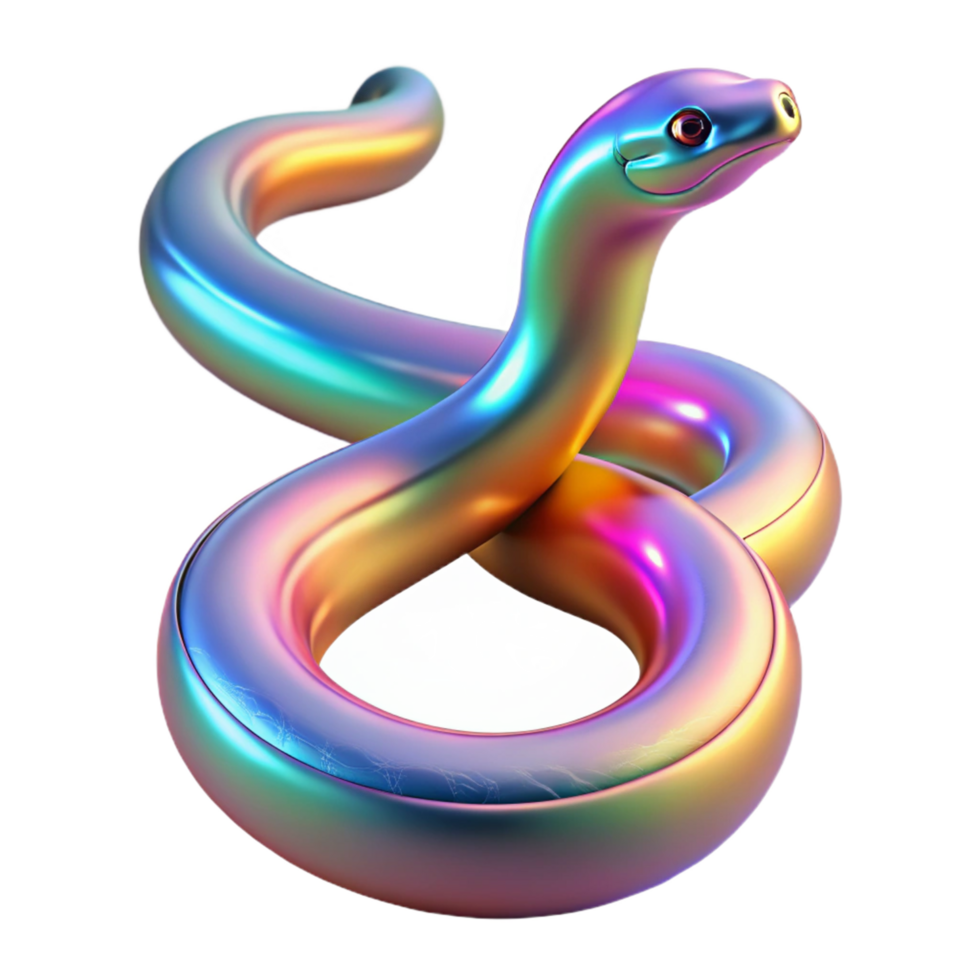 arco Iris serpente três dimensional render do uma vibrante e colorida mítico criatura png