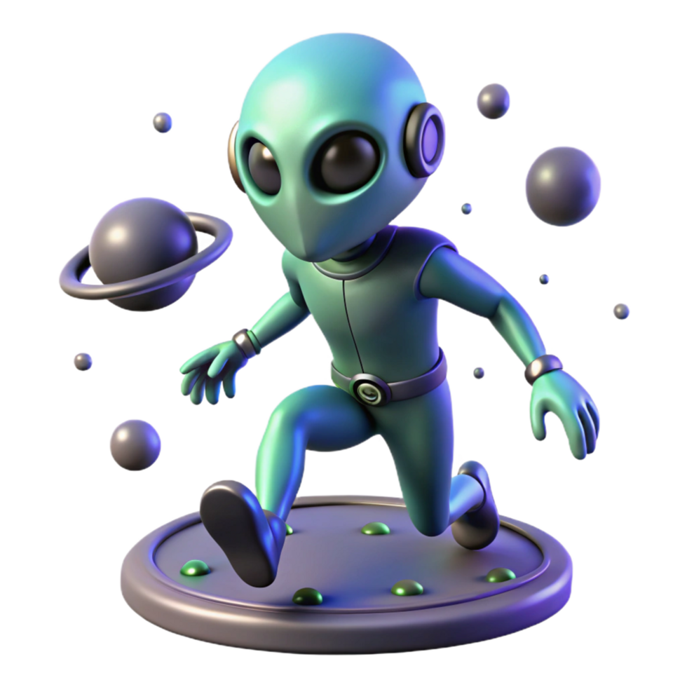 Alien Running on Planet - A dynamic depiction of an alien running on a planet capturing the essence of extraterrestrial adventure and exploration png