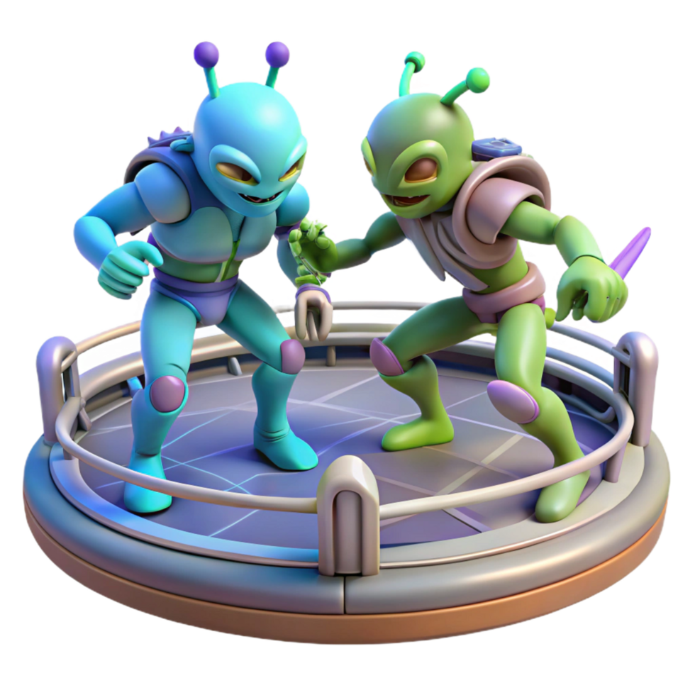 Alien Duel on a Platform in a Sci-Fi Adventure png