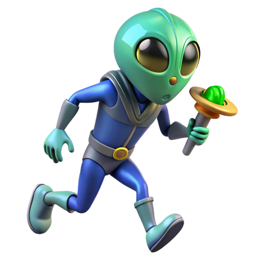 Alien Running with an Orb in a Sci-Fi Adventure of Speed png