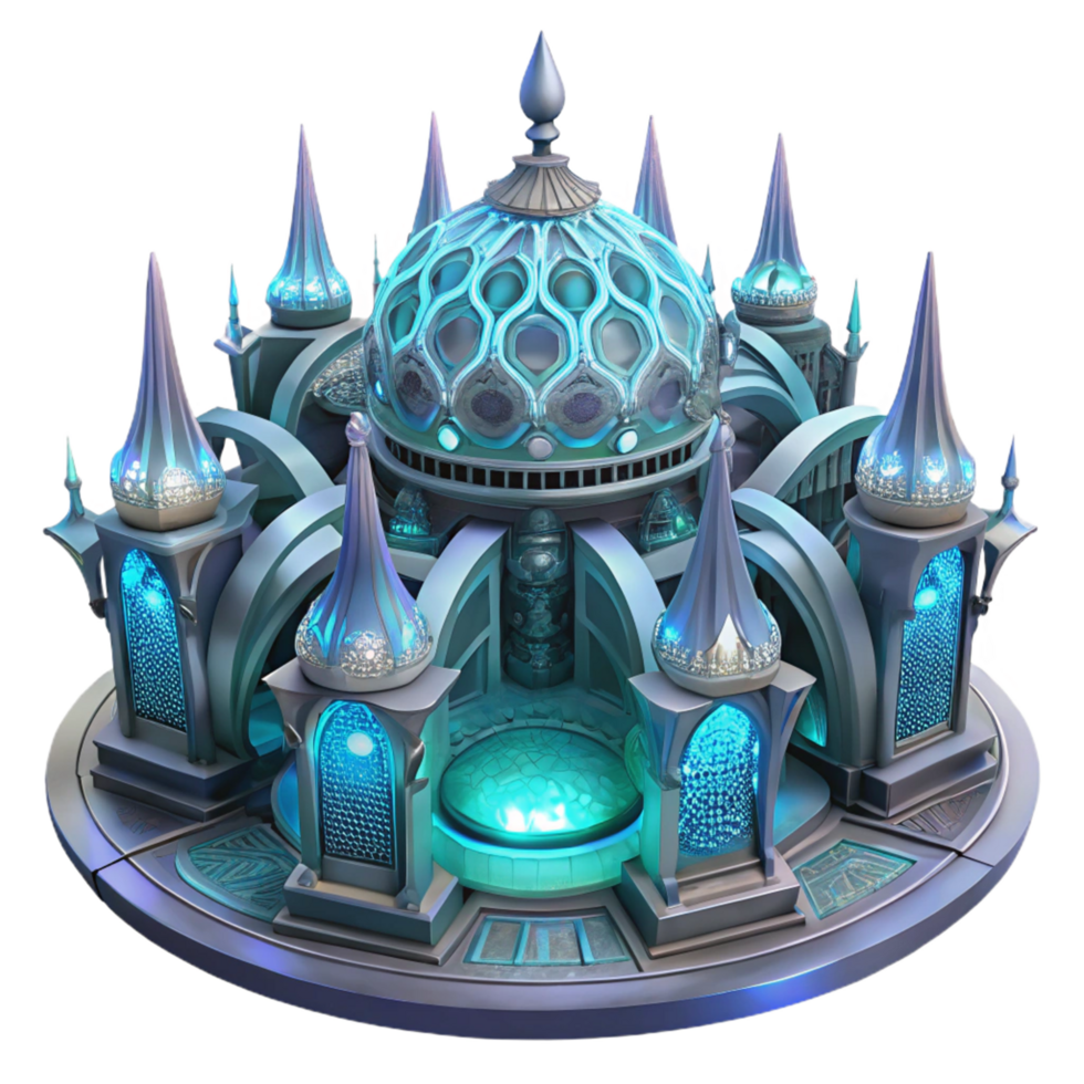 Fantasy Palace 3D Model A magical scene of a palace navigating the digital landscape, captured in a stunning three-dimensional model. png