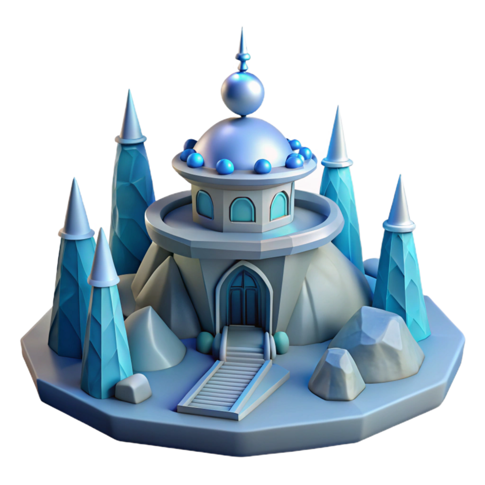 Fantasy Ice Palace Three Dimensional Model in a Majestic Scene of Enchantment png