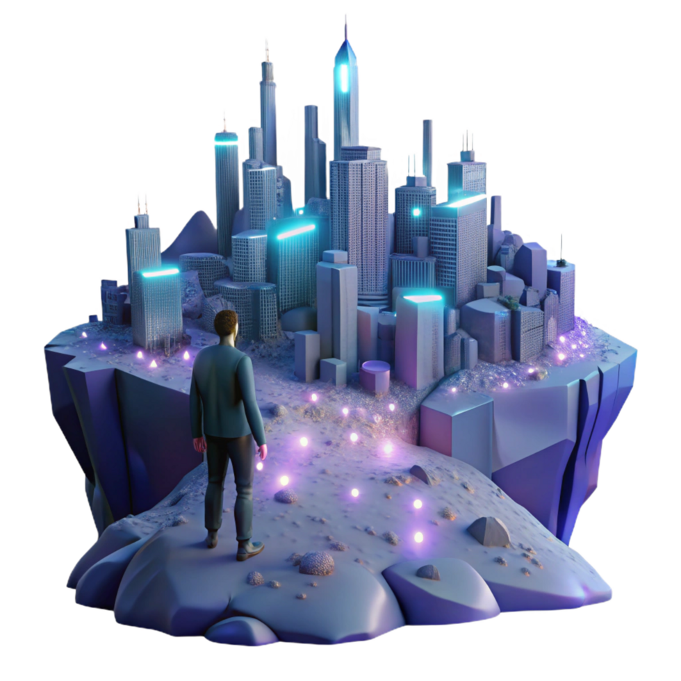 Future Cityscape A New Dawn in a Visionary Three Dimensional Scene of Urban Design png