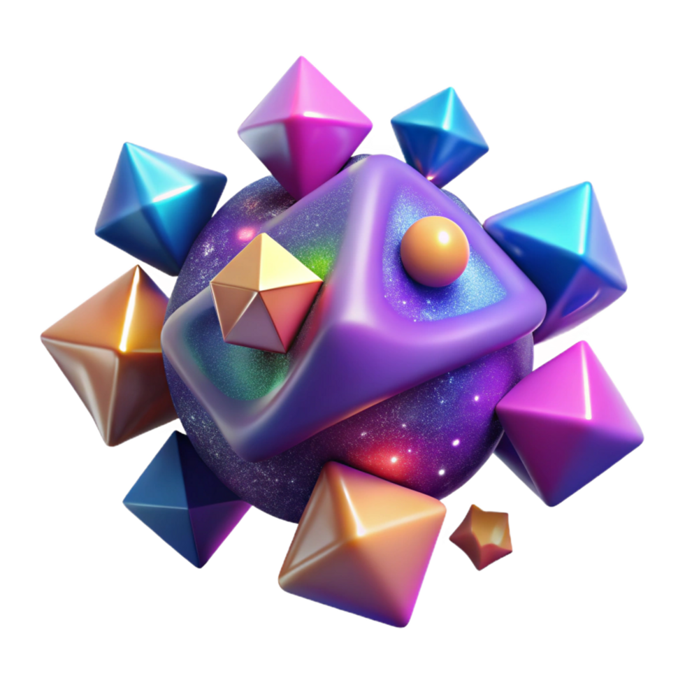 Cosmic Geometry Three Dimensional Shapes Galaxy in a Mesmerizing Scene of Galactic Beauty png