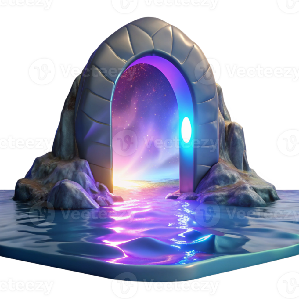 Cosmic Gateway as an Ocean Portal to Space with Celestial Patterns and Enigmatic Design png
