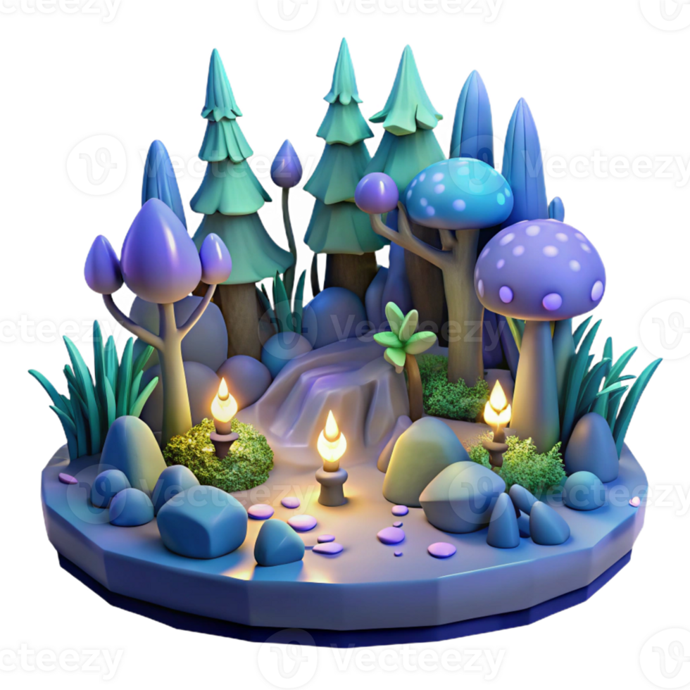 Enchanted Forest Night Scene A magical scene of a forest navigating the digital night, capturing the essence of enchantment in a digital world. png