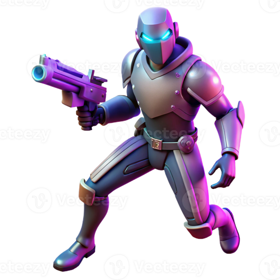 Cybernetic Soldier Futuristic Combat in a Dynamic Three Dimensional Scene of Adventure png