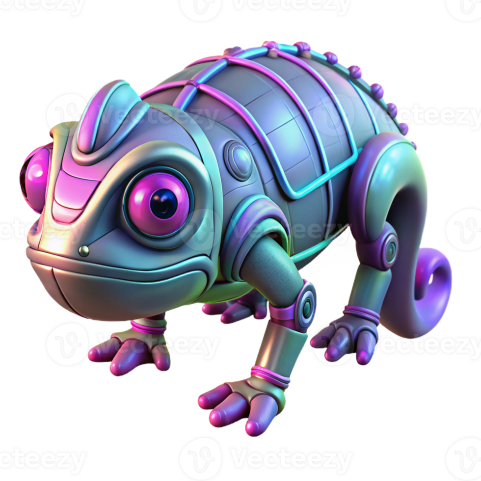 cibernético camaleão robô réptil uma futurista camaleão trabalhada Como uma robô réptil, navegação a digital selva com precisão. png