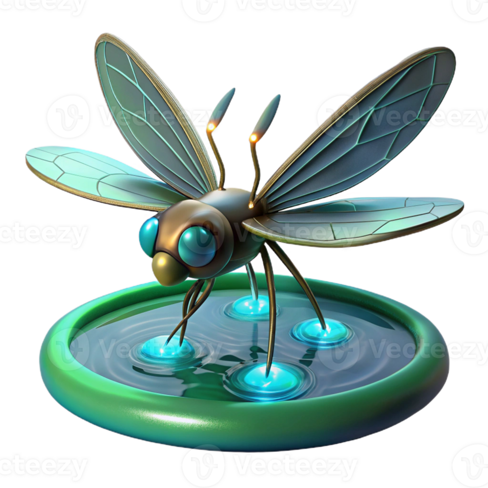 Glowing Insect in Water in a Mesmerizing Three Dimensional Scene of Nature png