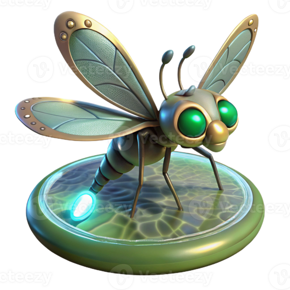 Glowing Insect 3D Model A futuristic 3D model of an insect with glowing elements, emphasizing its advanced and otherworldly design. png