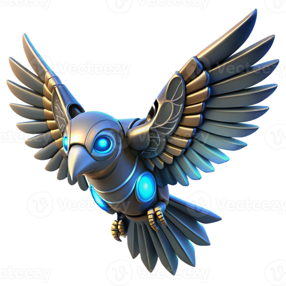 Mechanical Bird Futuristic Avian Robot in a Visionary Three Dimensional Scene of Design png