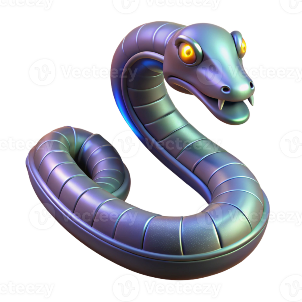 Three Dimensional Metallic Snake Model with Shiny Scales and Realistic Movement png
