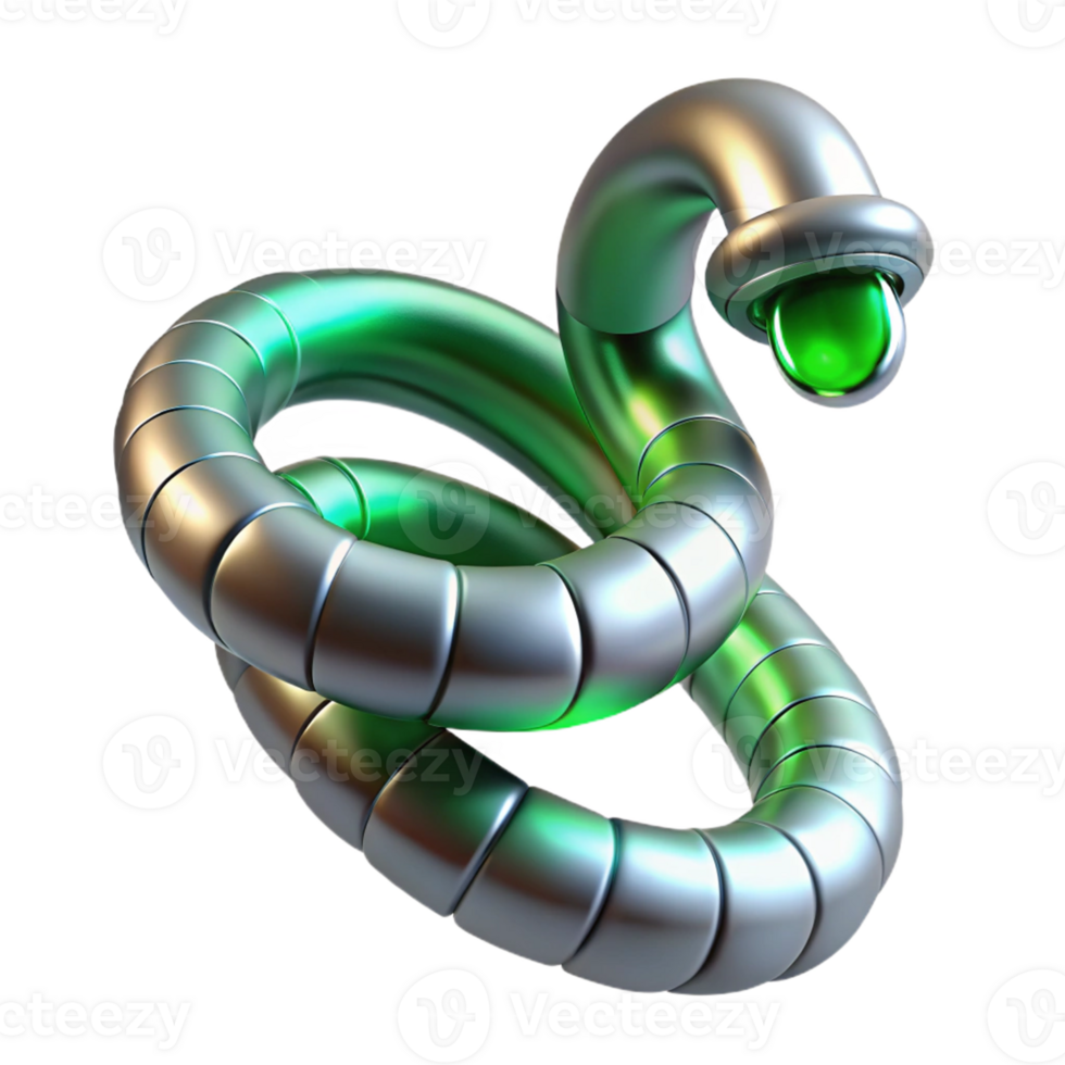 Metallic Green Tube Spiral A dynamic depiction of a spiral crafted from metallic green tubes, capturing the essence of innovation in a digital world. png