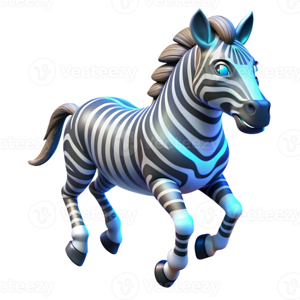 Striped Equine Galloping A dynamic depiction of an equine galloping through the digital landscape, its stripes glowing with vibrant colors. png