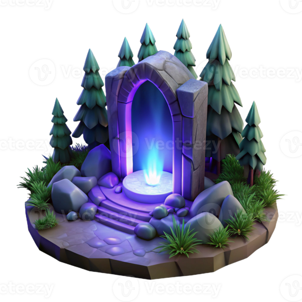 Mystic Forest Portal Fantasy Game Asset in a Magical Three Dimensional Scene of Enchantment png
