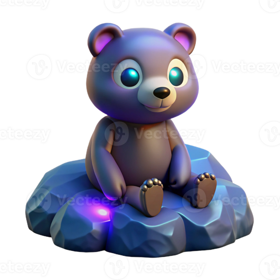 Cute Bear 3D Render A charming 3D model of a bear, capturing its playful and endearing nature. png