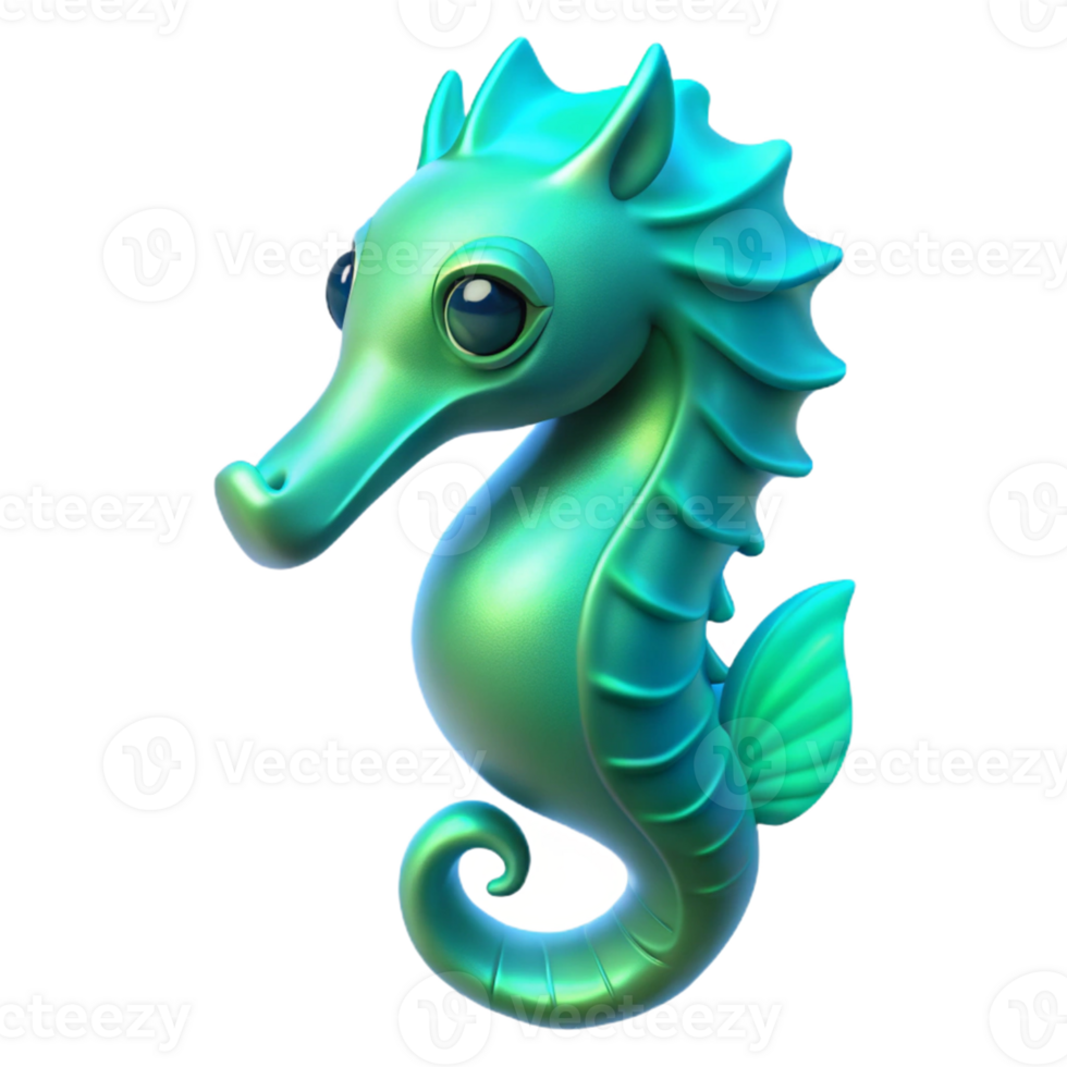 Cute Seahorse Three Dimensional Model in a Whimsical Scene of Oceanic Fun png