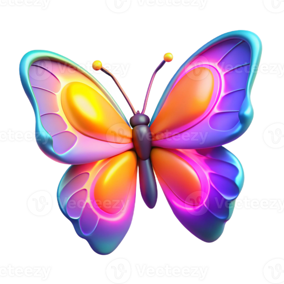 Vibrant Colorful Butterfly A lively butterfly with vibrant hues, navigating the digital garden with grace. png