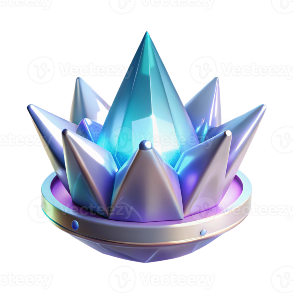 Iridescent Crystal Crown A radiant crown crafted from crystals, its surface shimmering with iridescent colors in a digital world. png