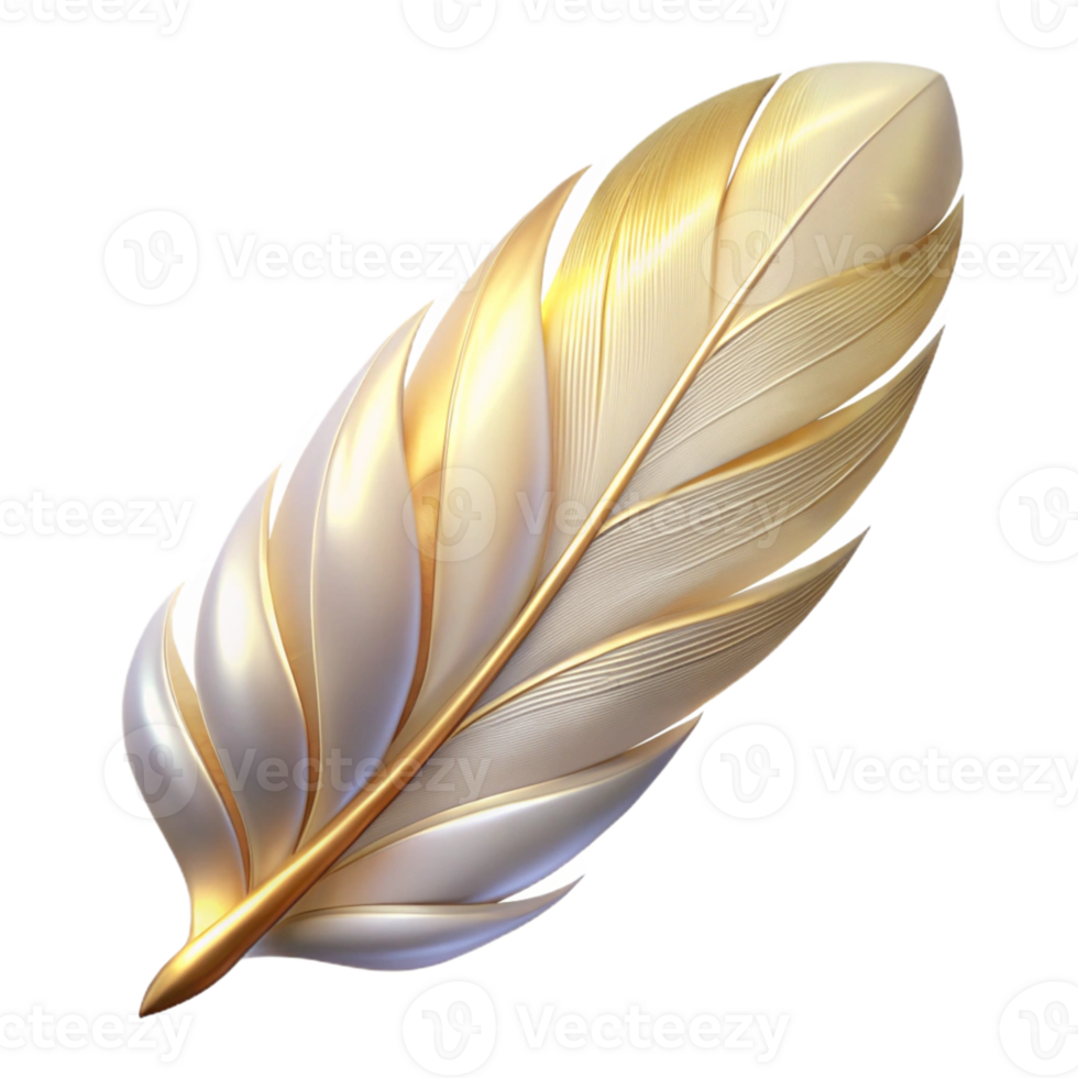 Golden Feather Three Dimensional Render in a Radiant Scene of Design png
