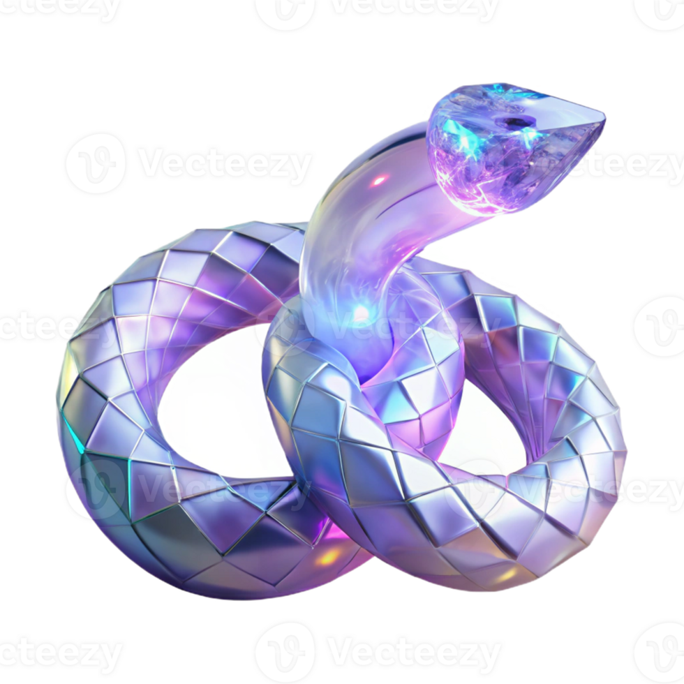 Abstract Polygonal Serpent A conceptual 3D depiction of an abstract polygonal serpent, focusing on vibrant colors and dynamic design. png