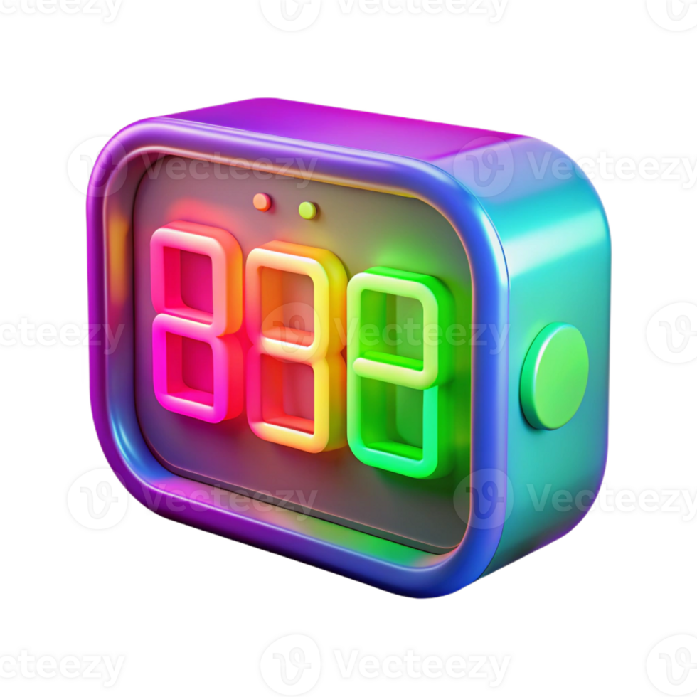 Rainbow Digital Clock in a Vibrant Three Dimensional Scene of Time png